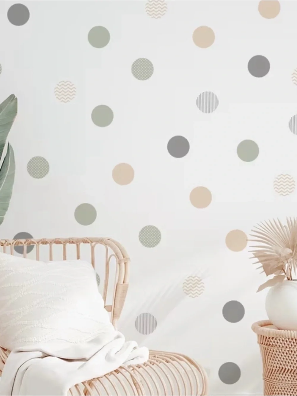 Neutral Polka Dot Wall Decals - Sage, Beige & Gray 3 sheets